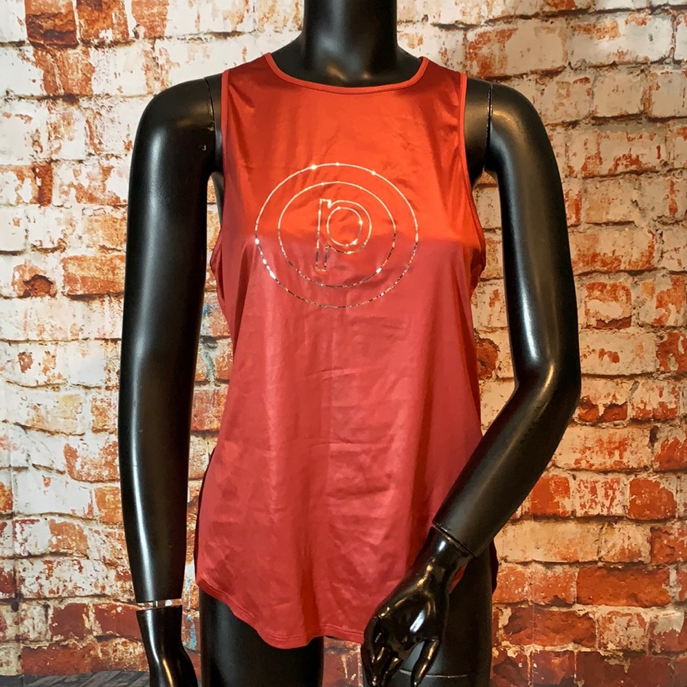 Splits59 Rust Red Metallic Logo Sleeveless Tank